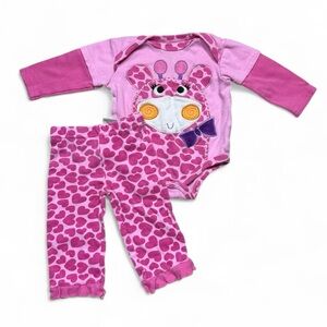 Weeplay | Baby Girl Pink Giraffe Outfit | 3-6M